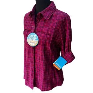 Columbia Women’s Shirt UPF 30 Hiking Casual Plaid NWT Size M
